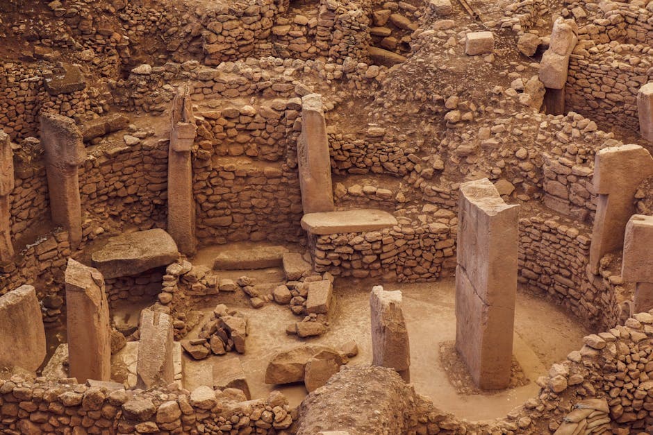 Ancient stone structures of Göbekli Tepe archaeological site in southeastern Turkey